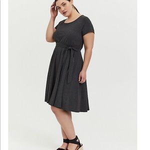 Torrid CHARCOAL GREY JERSEY TIE FRONT SKATER Dress